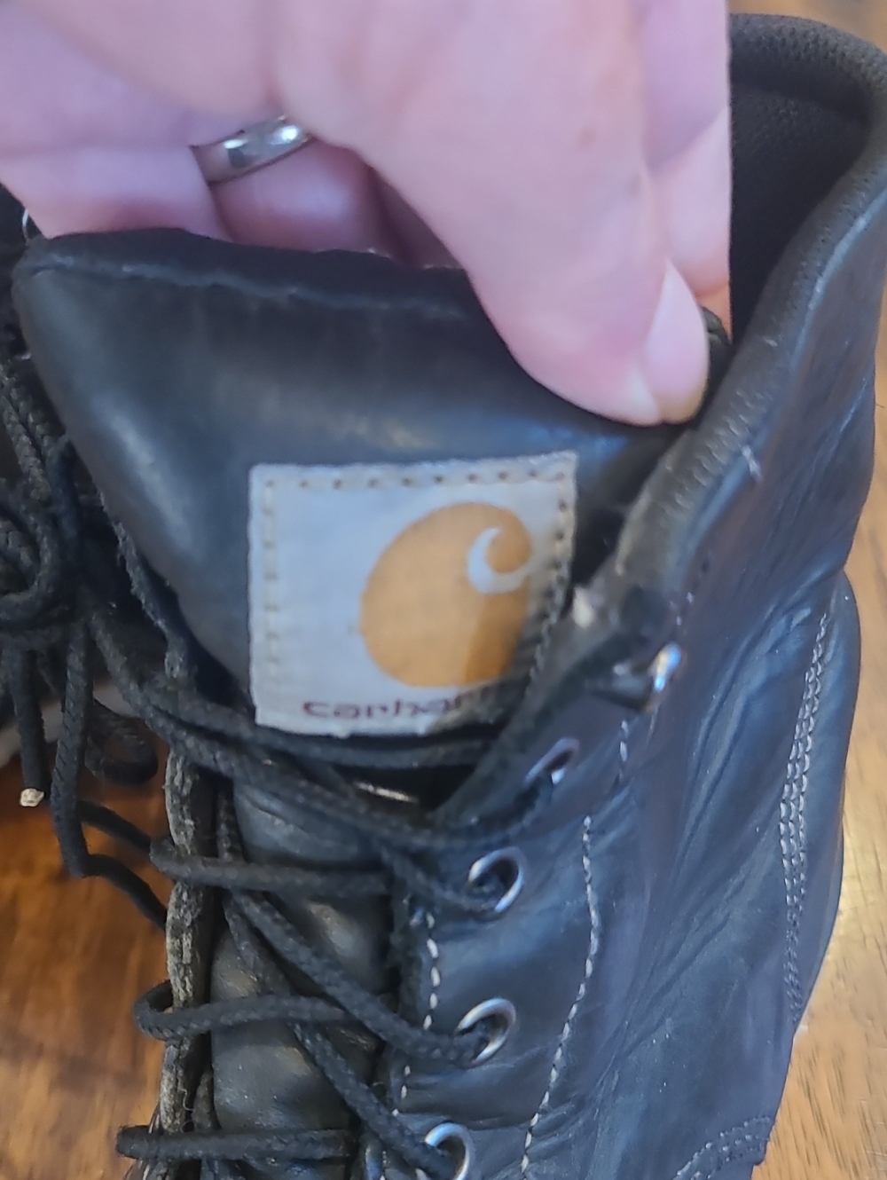 Carhartt 6 Inch Waterproof Wedge Steel Toe Work Boot, Black Oil Tanned, Size 8.5 - Picture 3 of 7